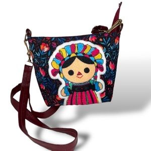 Frida Kahlo Carton Mexican crossbody purse handbag adjustable strap zipper new*